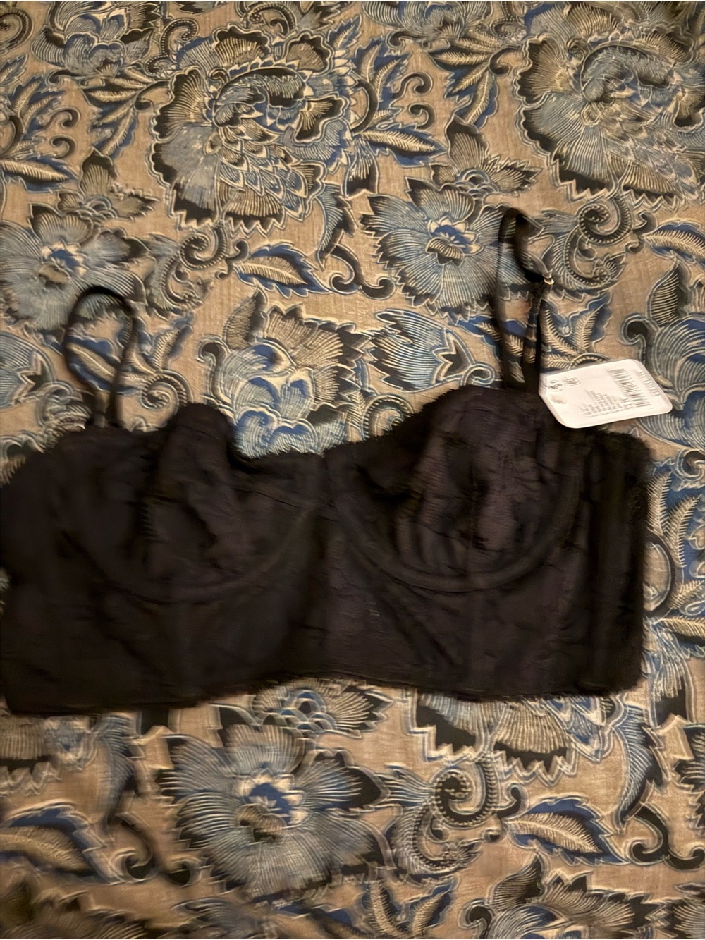 Black Lace Longline Underwire Bra with Adjustable Straps